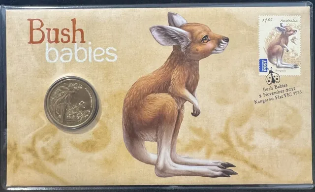 2011 Bush Babies Kangaroo Stamp & $1 UNC Coin Cover – PNC