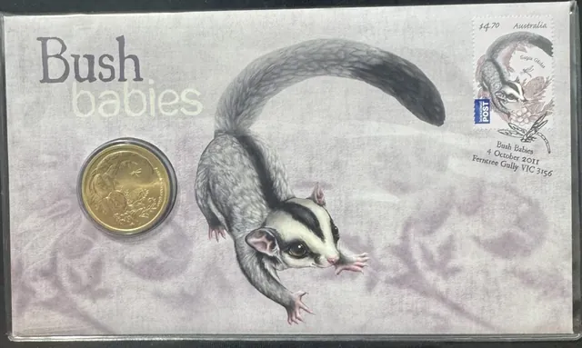 2011 Bush Babies Sugar Glider One Dollar Coin PNC First day Cover