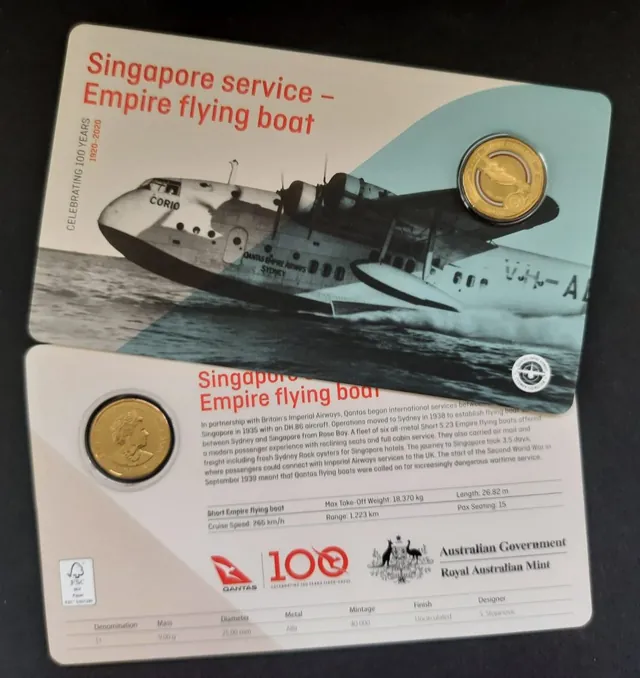 2020 $1 Qantas Centenary – Singapore Service Empire Flying Boat