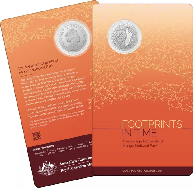 2021 20c Mungo Footprint UNC Coin in Card