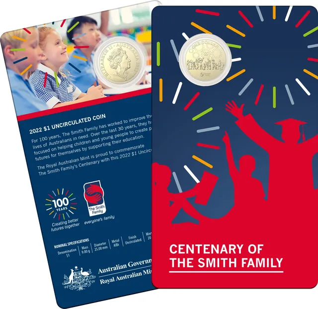 2022 $1 Centenary Smith Family AlBr Uncirculated Coin