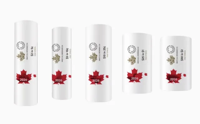 2026 Set of 5 x 2026 First Strikes Coin Roll Collection | Royal Canadian Mint