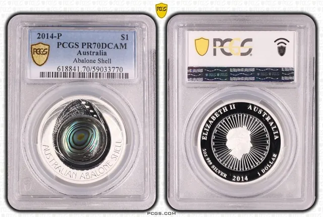 PR70 2014 Abalone Shell 1oz Silver Proof PCGS Graded Coin