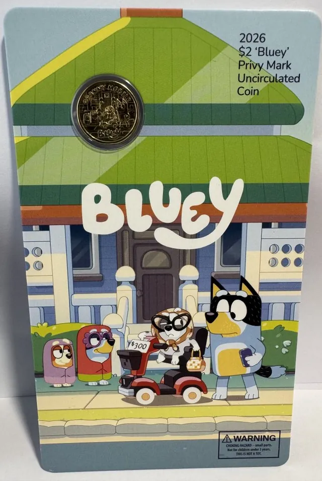 Royal Australian Mint/ Australia Post Bluey 2026 $2 Coin in Card with Privy Mark – Granny Mobile