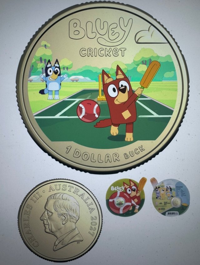 2026 Bluey Cricket $1 Coloured Uncirculated Coin in Card